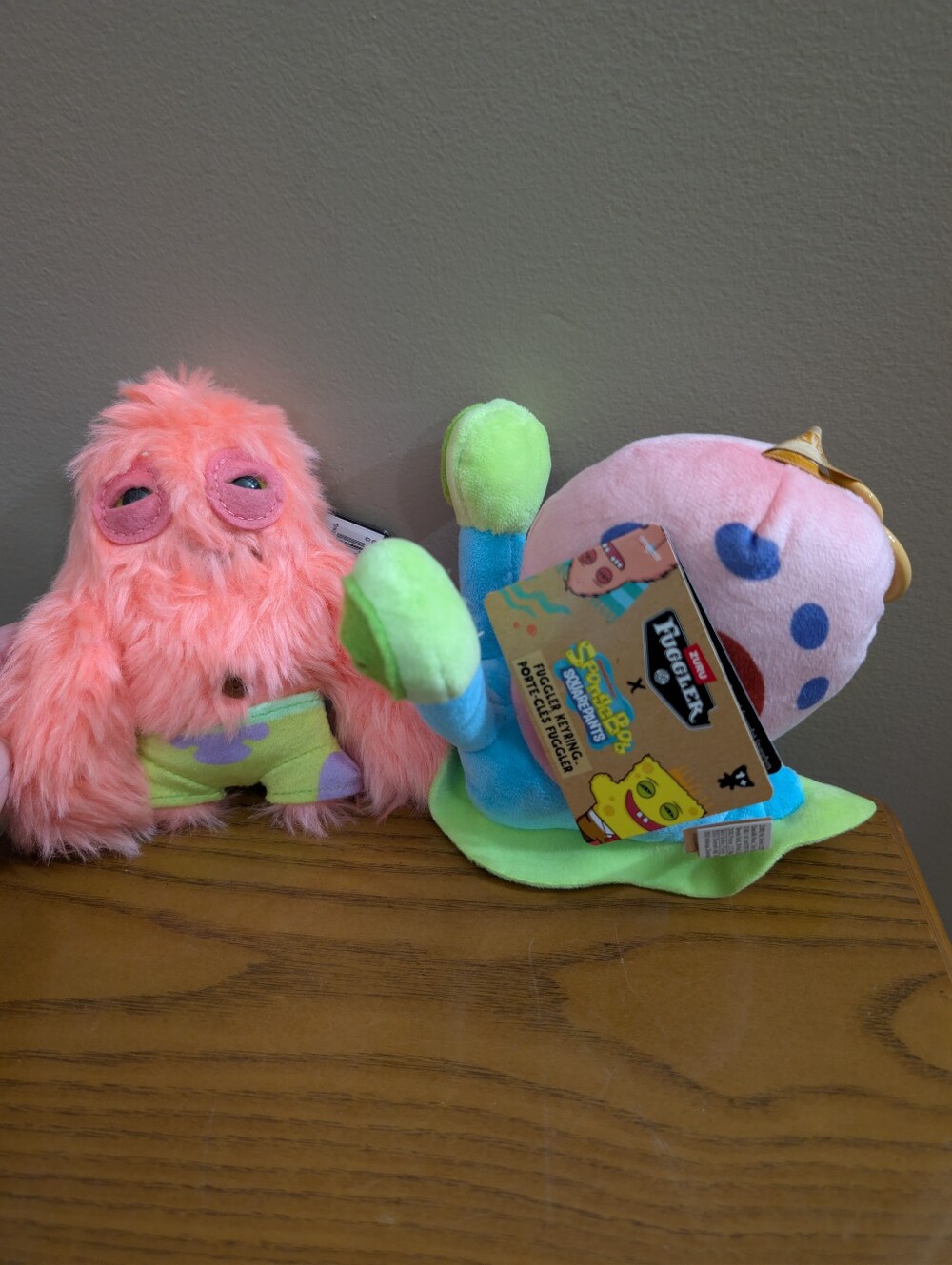 New Fuggler Spongebob Gray The Snail Keychain Plush 5" Patrick Star Set 2